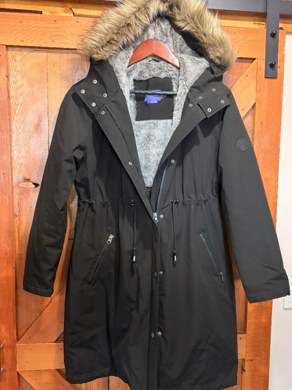 Seraphine Maternity Winter Parka w/ Baby Wearing Insert – Faux Fur Hood – Fleece